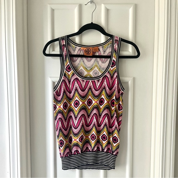 Tory Burch Knit Cotton Zig Zag Tank Top - Picture 1 of 3